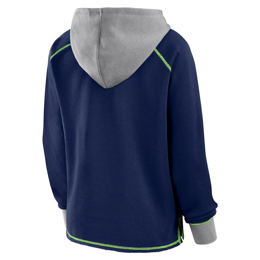 Seattle Seahawks Logo Athletic Women's Boom Fleece Pullover V-Neck Hoodie - College Navy online