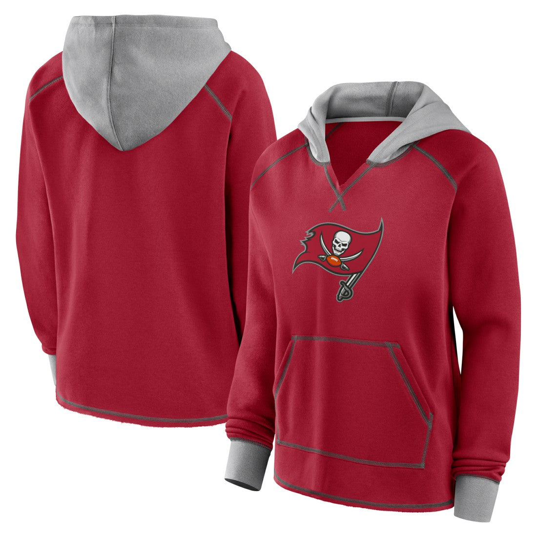 Tampa Bay Buccaneers Logo Athletic Women's Boom Fleece Pullover V-Neck Hoodie - Red outlet