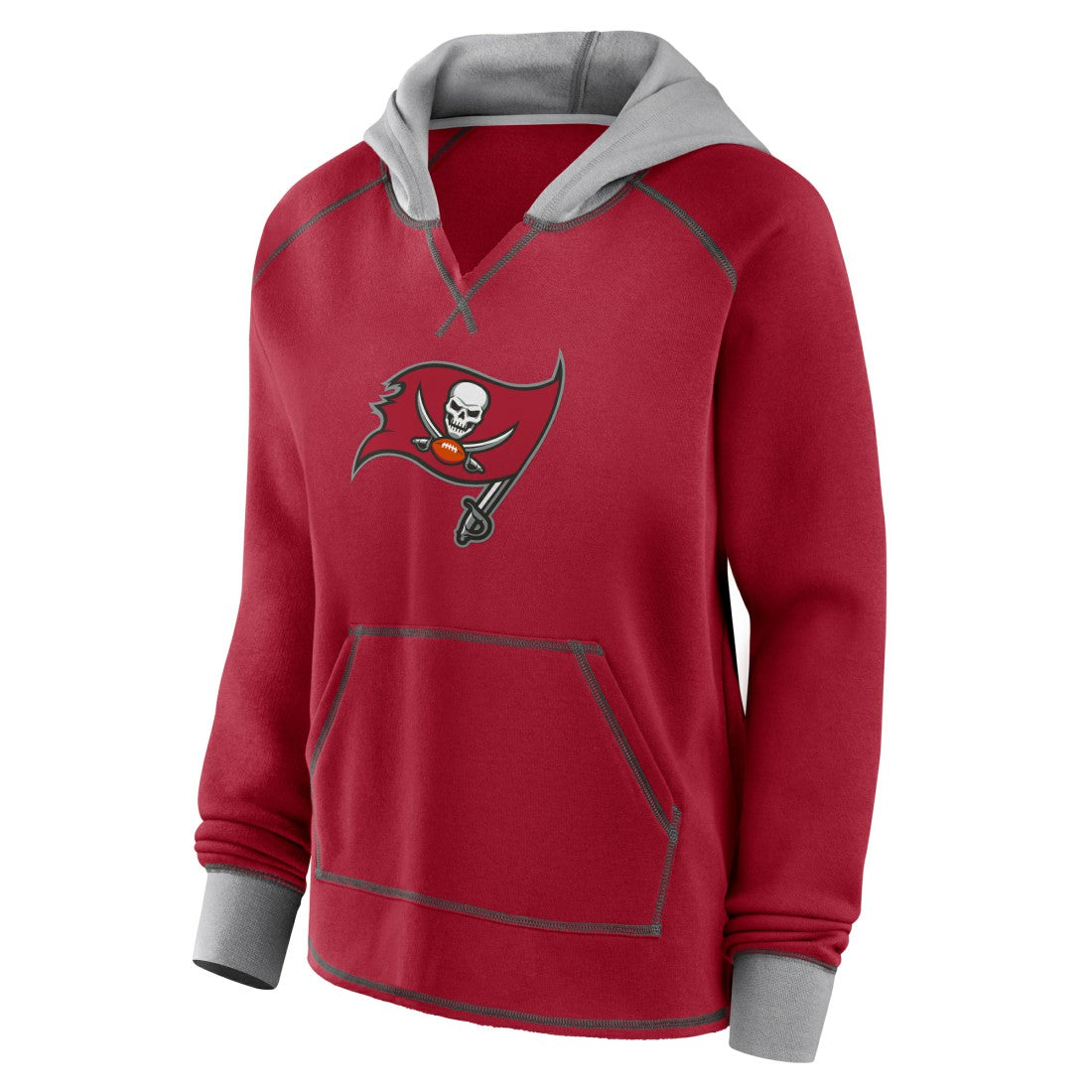 Tampa Bay Buccaneers Logo Athletic Women's Boom Fleece Pullover V-Neck Hoodie - Red outlet