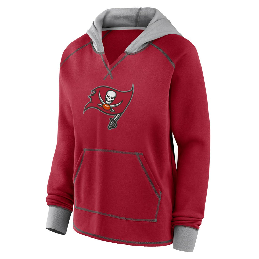 Tampa Bay Buccaneers Logo Athletic Women's Boom Fleece Pullover V-Neck Hoodie - Red outlet