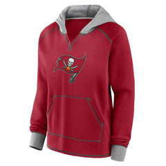 Tampa Bay Buccaneers Logo Athletic Women's Boom Fleece Pullover V-Neck Hoodie - Red outlet