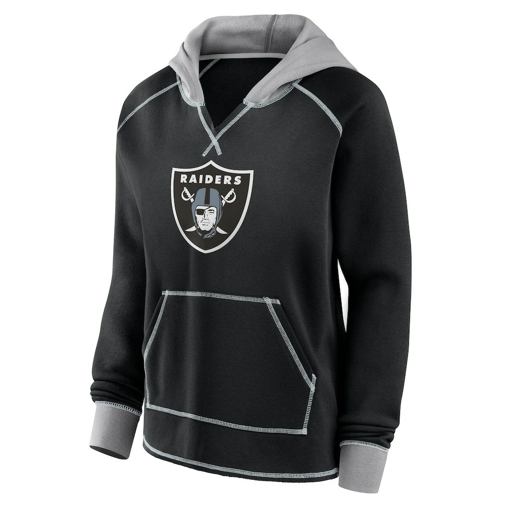 Las Vegas Raiders Logo Athletic Women's Boom Fleece Pullover V-Neck Hoodie - Black for sale