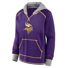 Minnesota Vikings Logo Athletic Women's Boom Fleece Pullover V-Neck Hoodie - Purple for sale