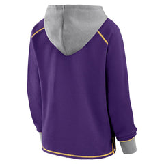 Minnesota Vikings Logo Athletic Women's Boom Fleece Pullover V-Neck Hoodie - Purple for sale