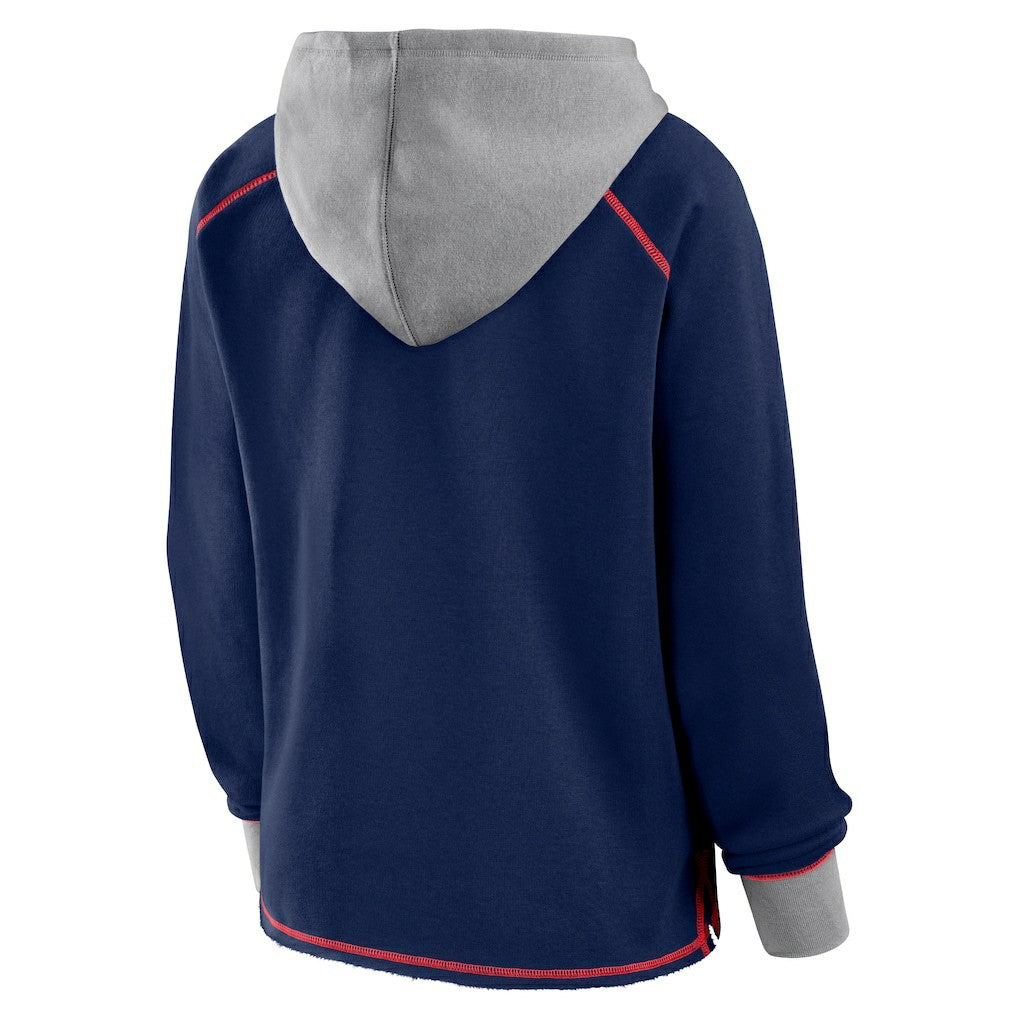 New England Patriots Logo Athletic Women's Boom Fleece Pullover V-Neck Hoodie - Navy outlet