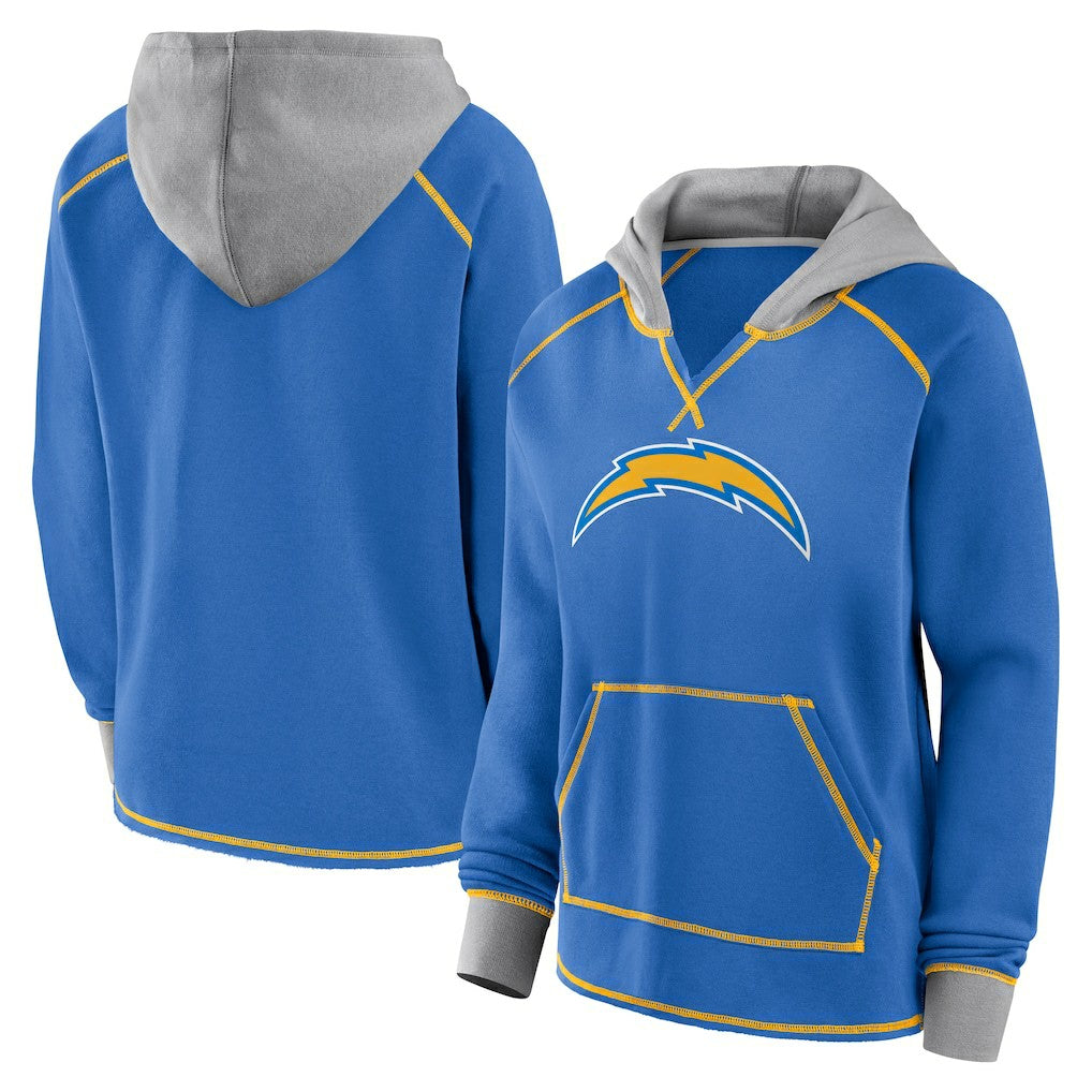 Los Angeles Chargers Logo Athletic Women's Boom Fleece Pullover V-Neck Hoodie - Powder Blue online