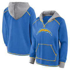 Los Angeles Chargers Logo Athletic Women's Boom Fleece Pullover V-Neck Hoodie - Powder Blue online