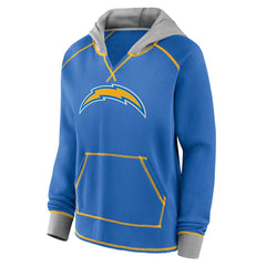 Los Angeles Chargers Logo Athletic Women's Boom Fleece Pullover V-Neck Hoodie - Powder Blue online