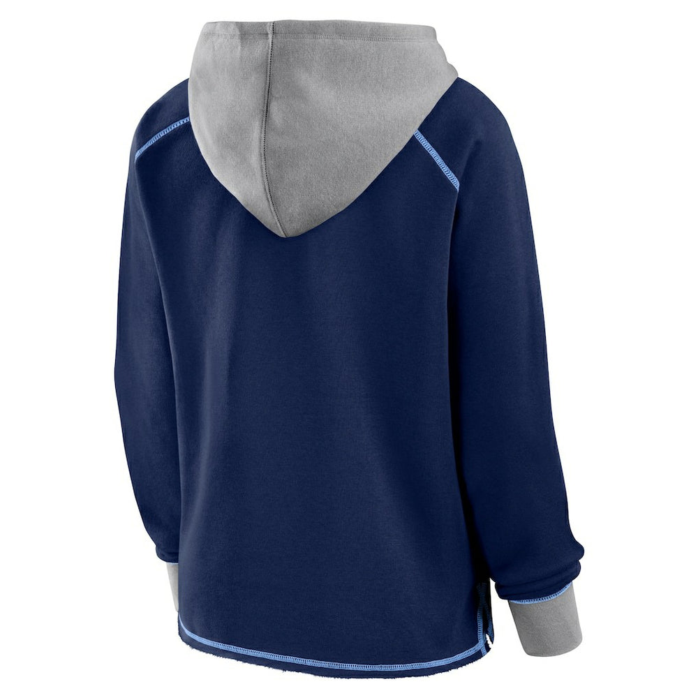 Tennessee Titans Logo Athletic Women's Boom Fleece Pullover V-Neck Hoodie - Navy discount