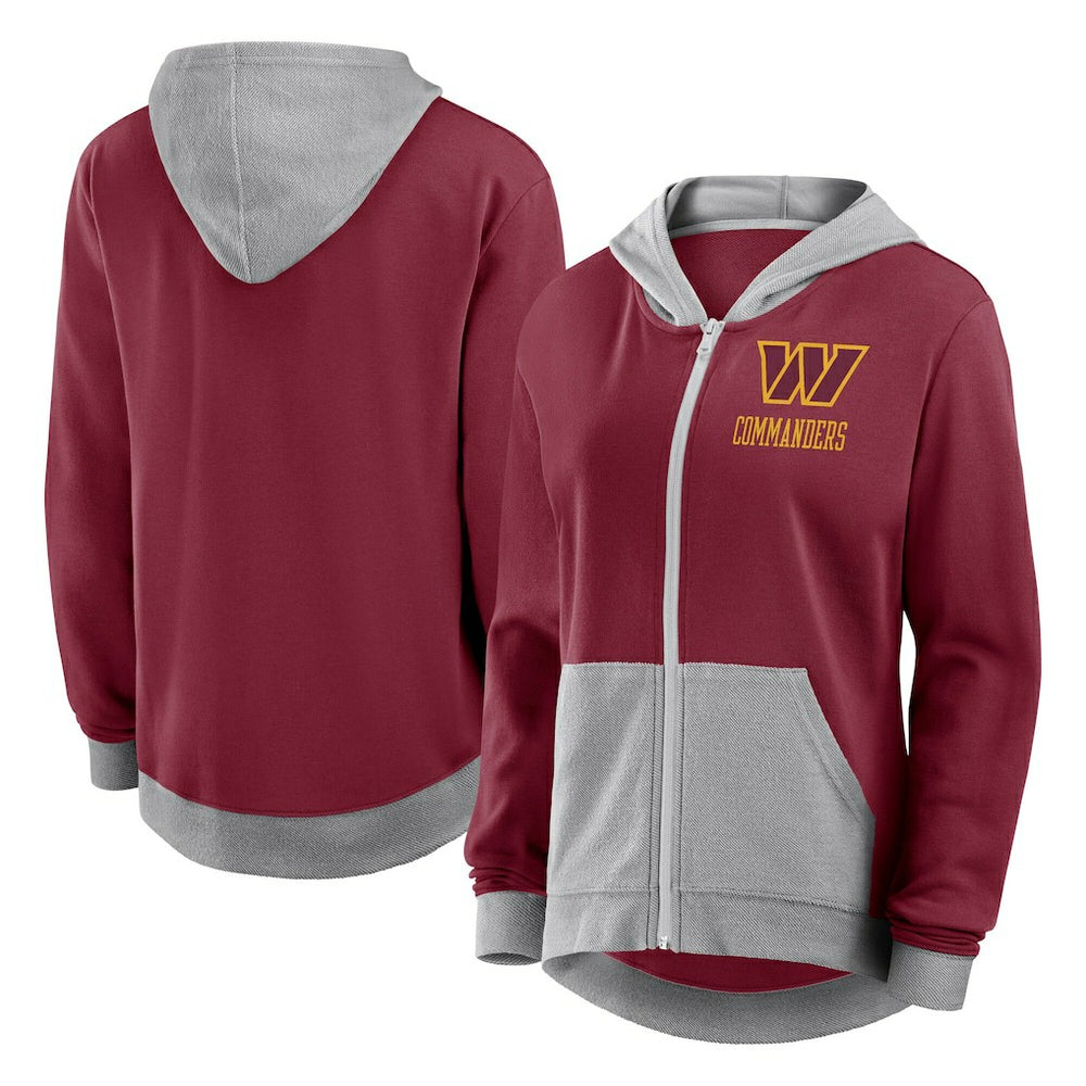 Washington Commanders Logo Athletic Women's Hit It French Terry Full-Zip Hoodie - Burgundy discount