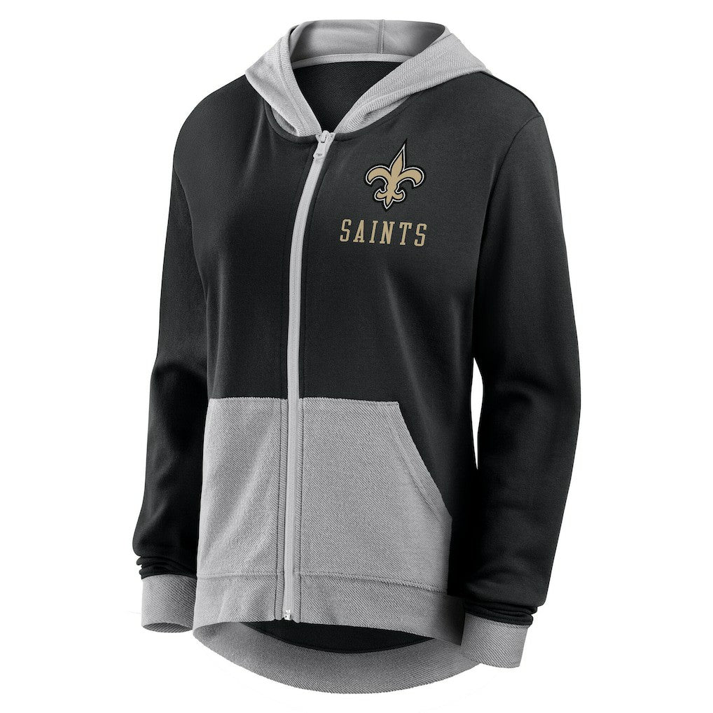 New Orleans Saints Logo Athletic Women's Hit It French Terry Full-Zip Hoodie - Black on sale