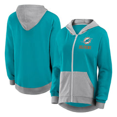 Miami Dolphins Logo Athletic Women's Hit It French Terry Full-Zip Hoodie - Aqua sale
