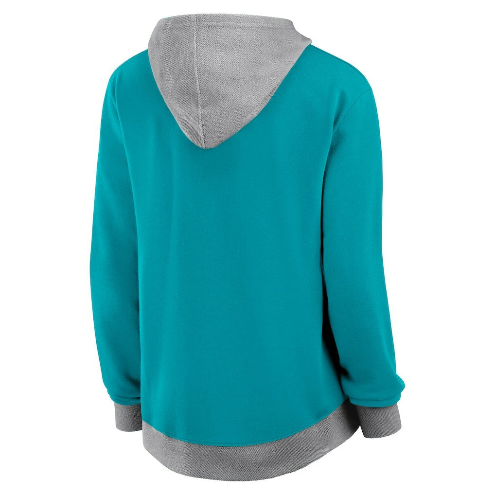 Miami Dolphins Logo Athletic Women's Hit It French Terry Full-Zip Hoodie - Aqua sale
