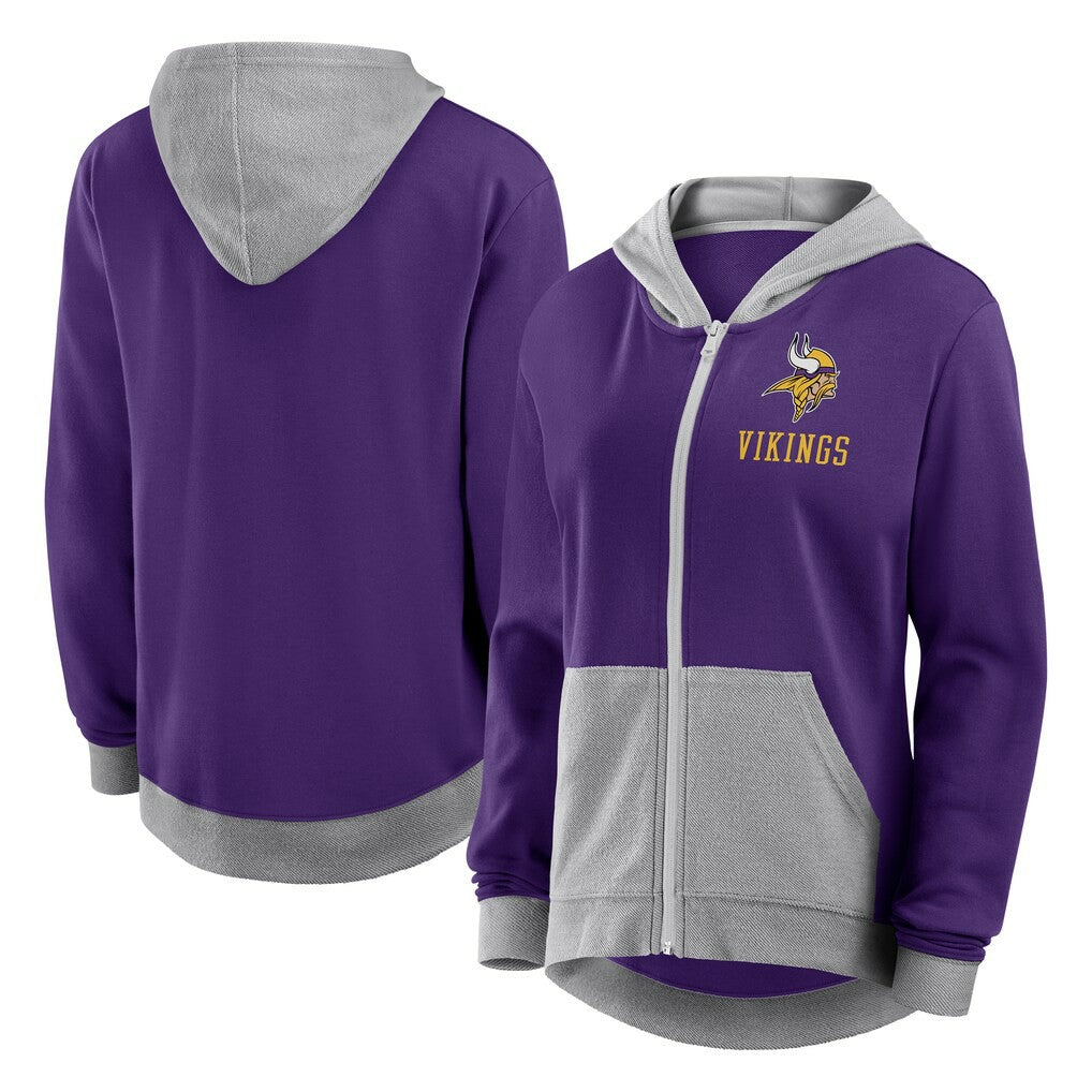 Minnesota Vikings Logo Athletic Women's Hit It French Terry Full-Zip Hoodie - Purple cheap