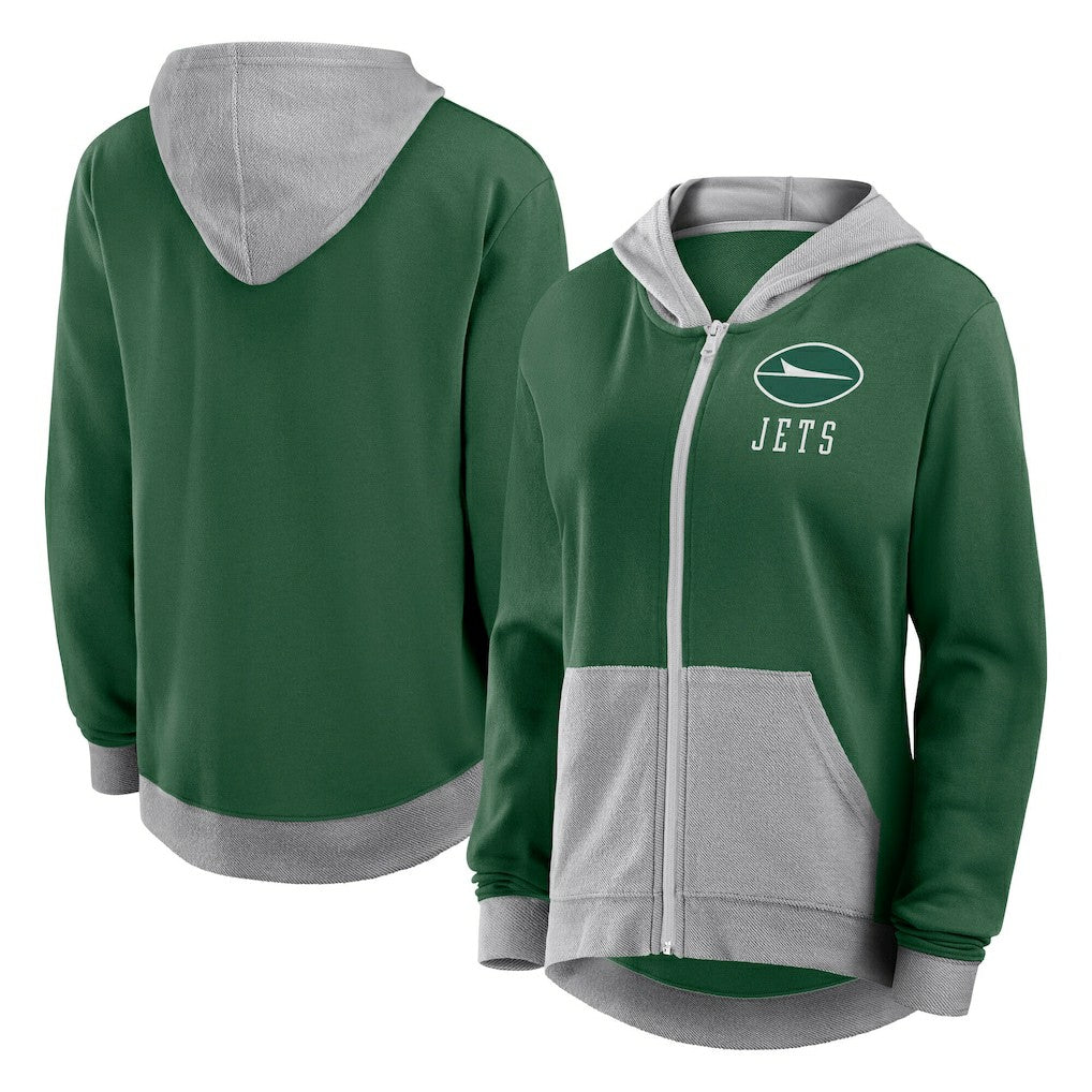 New York Jets Logo Athletic Women's Hit It French Terry Full-Zip Hoodie - Green cheap