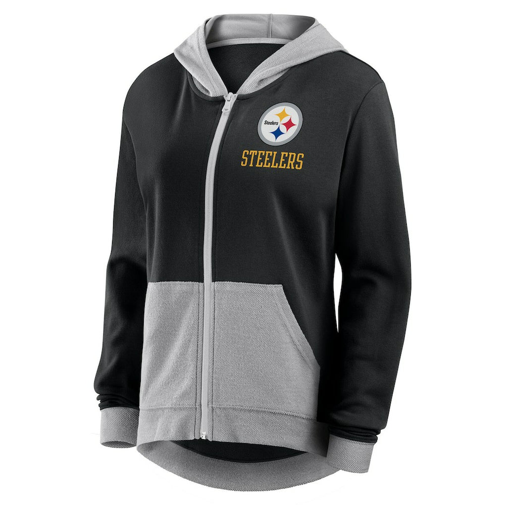 Pittsburgh Steelers Logo Athletic Women's Hit It French Terry Full-Zip Hoodie - Black sale