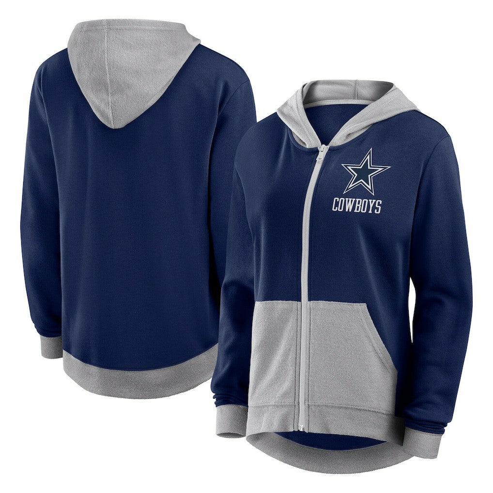 Dallas Cowboys Logo Athletic Women's Hit It French Terry Full-Zip Hoodie - Navy sale