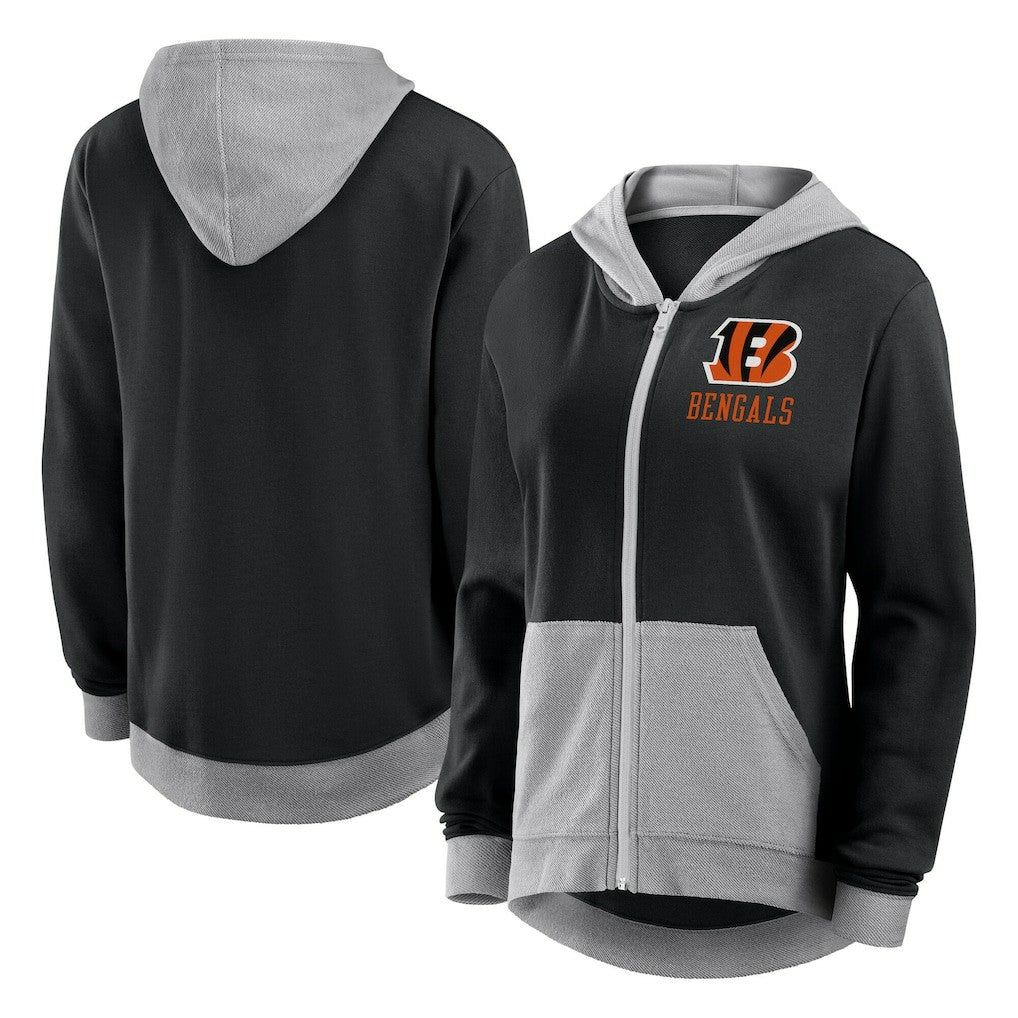 Cincinnati Bengals Logo Athletic Women's Hit It French Terry Full-Zip Hoodie - Black on sale