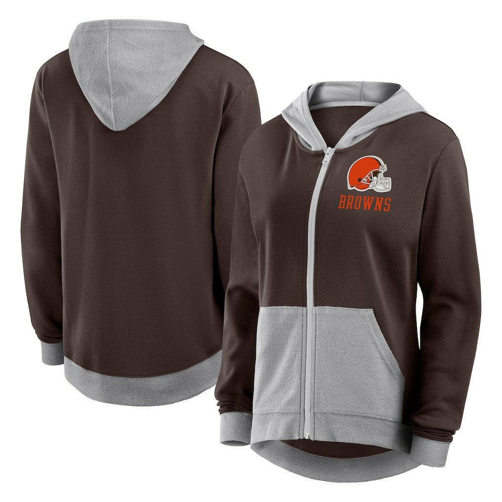 Cleveland Browns Logo Athletic Women's Hit It French Terry Full-Zip Hoodie - Brown sale