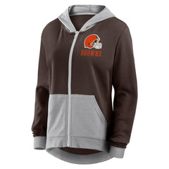 Cleveland Browns Logo Athletic Women's Hit It French Terry Full-Zip Hoodie - Brown sale