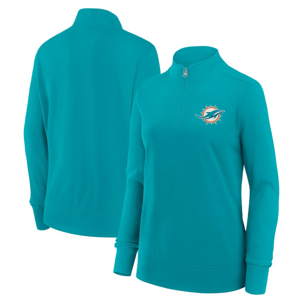 Miami Dolphins Logo Athletic Women's Velocity Quarter-Zip Jacket - Aqua for sale