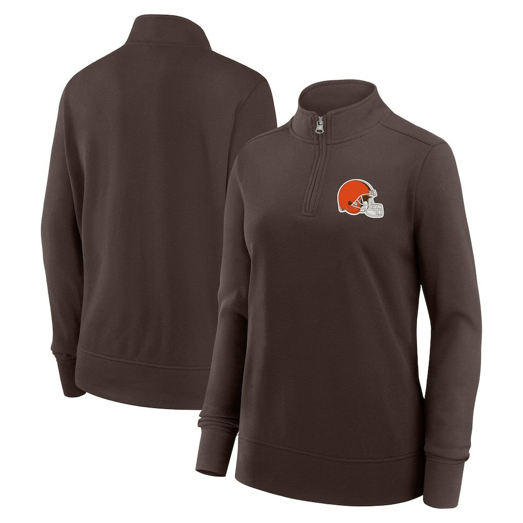 Cleveland Browns Logo Athletic Women's Velocity Quarter-Zip Jacket - Brown for sale
