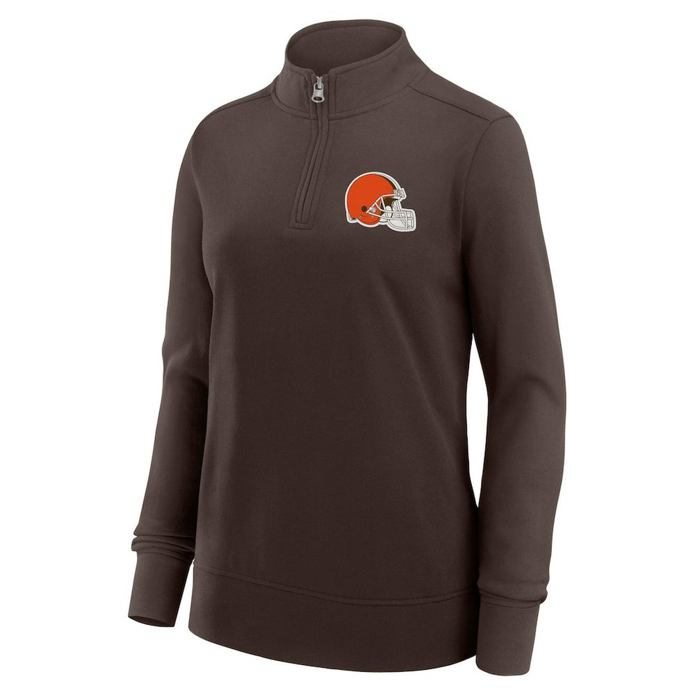 Cleveland Browns Logo Athletic Women's Velocity Quarter-Zip Jacket - Brown for sale