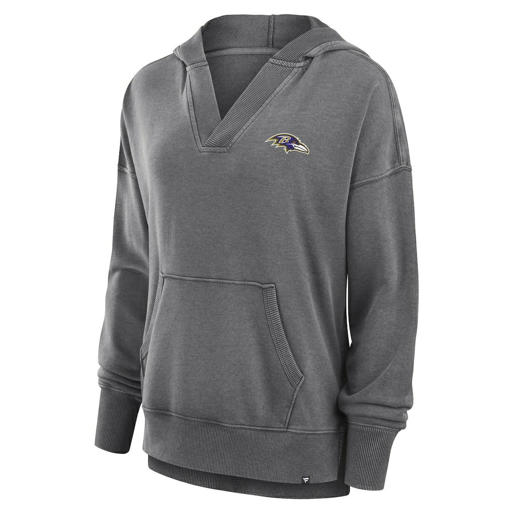 Baltimore Ravens Women's Initiative Snow Wash French Terry V-Neck Pullover Hoodie - Heather Charcoal online