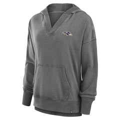 Baltimore Ravens Women's Initiative Snow Wash French Terry V-Neck Pullover Hoodie - Heather Charcoal online