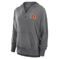 Cincinnati Bengals Women's Initiative Snow Wash French Terry V-Neck Pullover Hoodie - Heather Charcoal for sale