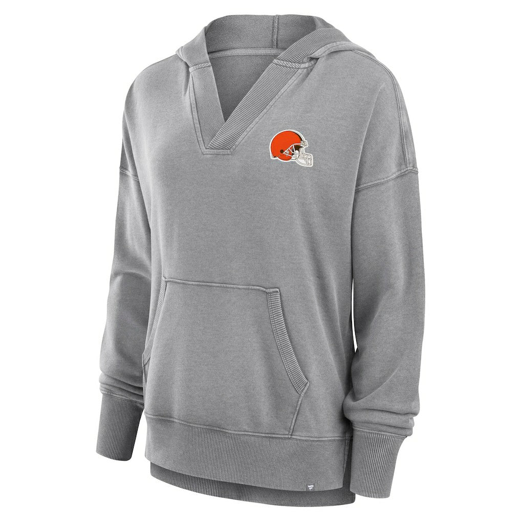Cleveland Browns Women's Initiative Snow Wash French Terry V-Neck Pullover Hoodie - Heather Gray for sale