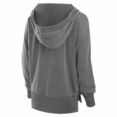 New York Jets Women's Initiative Snow Wash French Terry V-Neck Pullover Hoodie - Heather Charcoal cheap