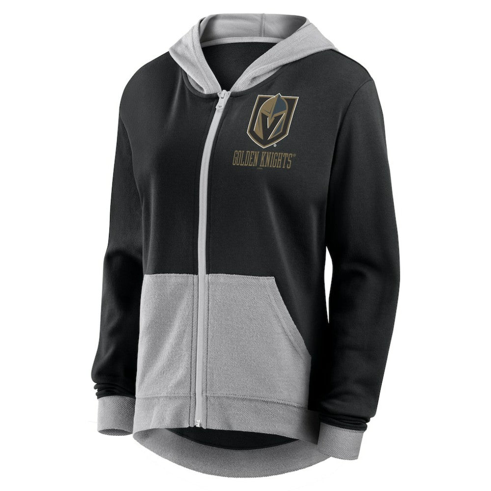 Vegas Golden Knights Logo Athletic Women's Hit It French Terry Full-Zip Hoodie Black