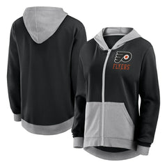 Philadelphia Flyers Logo Athletic Women's Hit It French Terry Full-Zip Hoodie Black