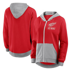 Detroit Red Wings Logo Athletic Women's Hit It French Terry Full-Zip Hoodie Red