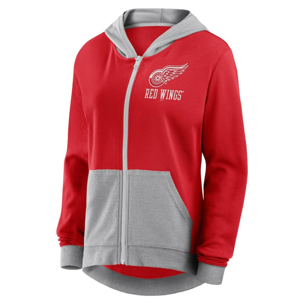 Detroit Red Wings Logo Athletic Women's Hit It French Terry Full-Zip Hoodie Red
