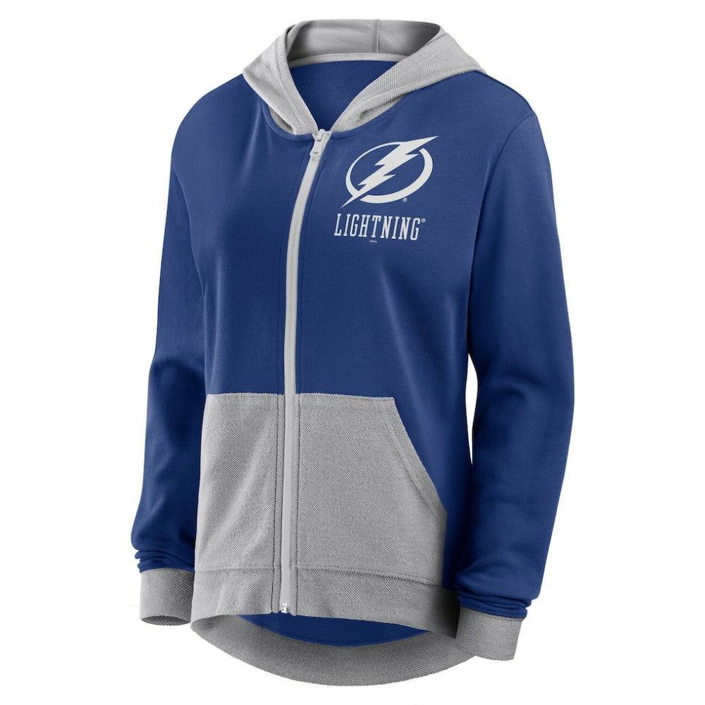 Tampa Bay Lightning Logo Athletic Women's Hit It French Terry Full-Zip Hoodie Blue
