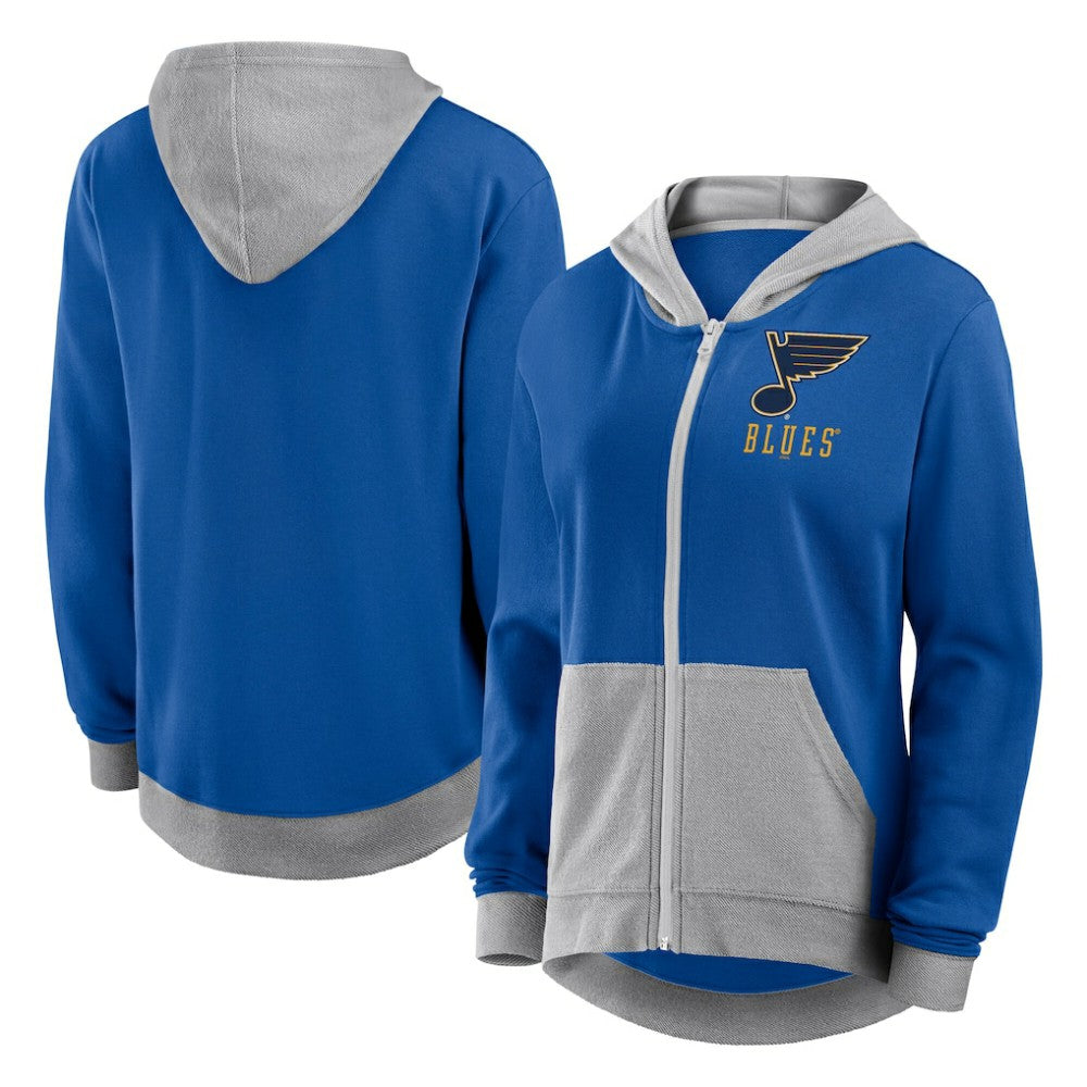 St. Louis Blues Logo Athletic Women's Hit It French Terry Full-Zip Hoodie Blue