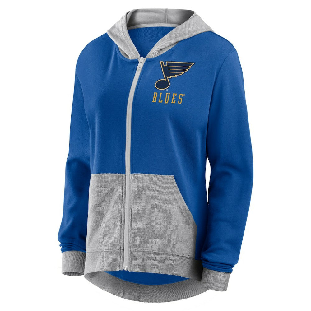 St. Louis Blues Logo Athletic Women's Hit It French Terry Full-Zip Hoodie Blue
