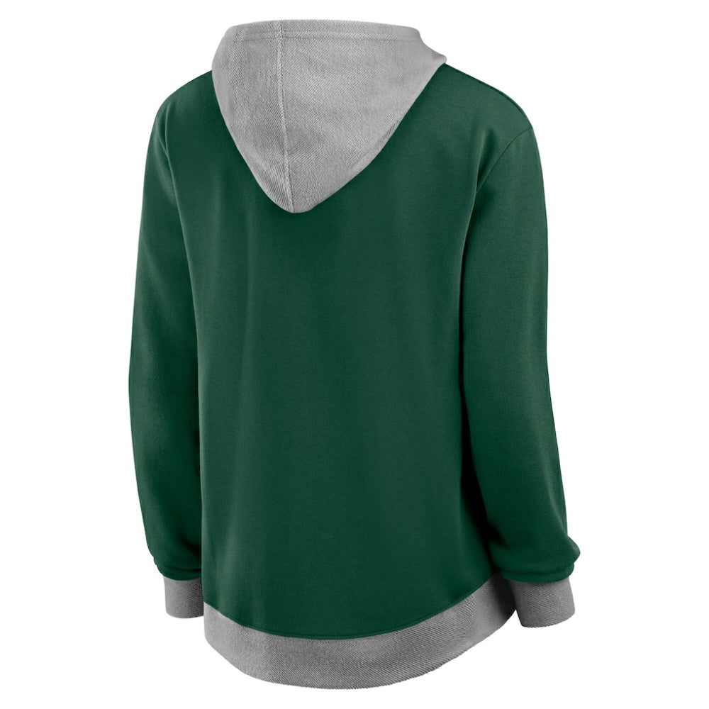 Minnesota Wild Logo Athletic Women's Hit It French Terry Full-Zip Hoodie Green