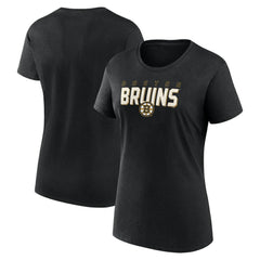 Boston Bruins Logo Athletic Women's Launch Scoop Neck T-Shirt Black