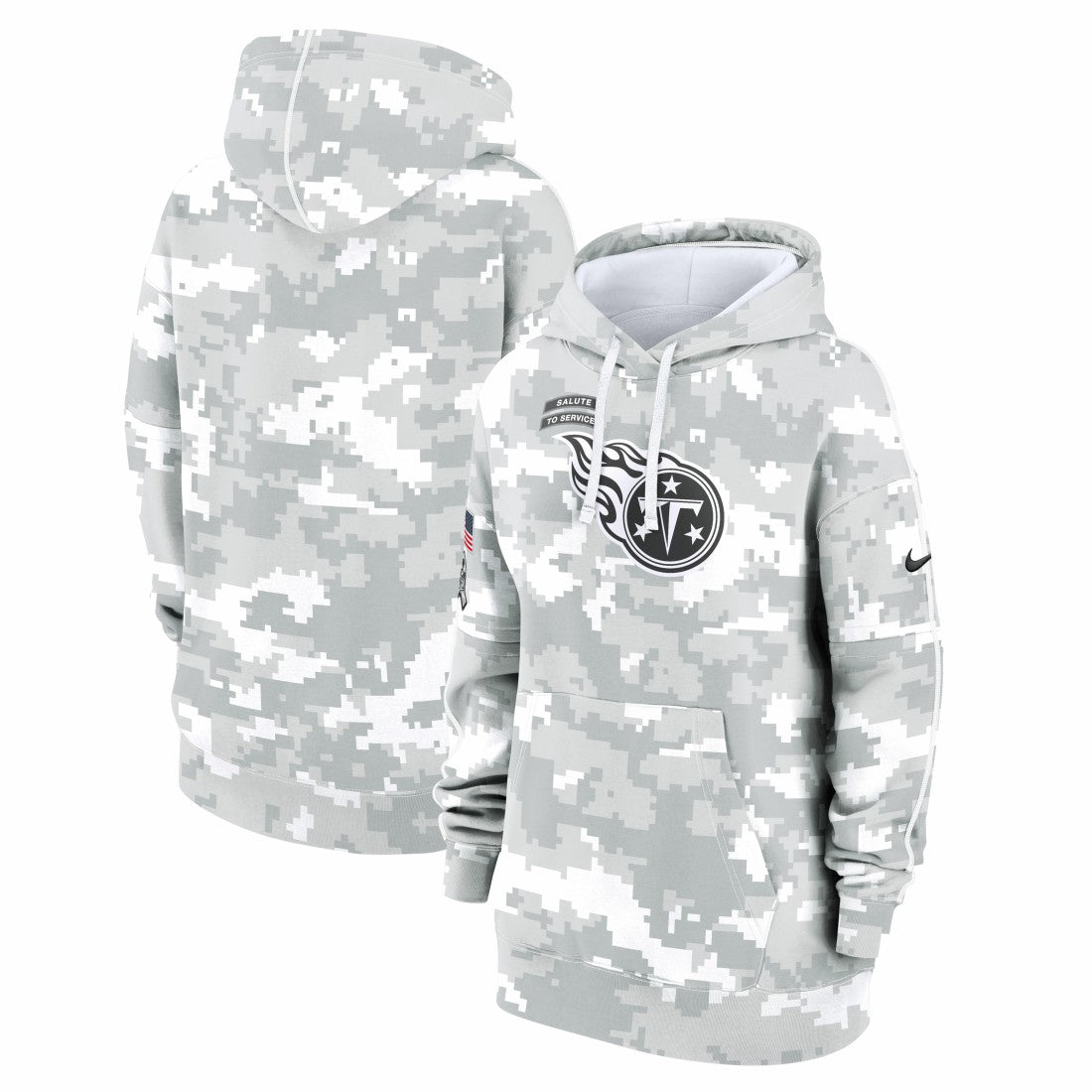 Tennessee Titans Women's 2024 Salute To Service Club Fleece Oversized Pullover Hoodie - Arctic Camo | Nike for sale