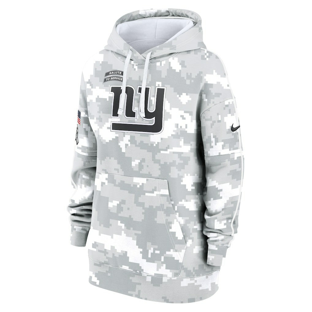 New York Giants Women's 2024 Salute To Service Club Fleece Oversized Pullover Hoodie - Arctic Camo | Nike on sale