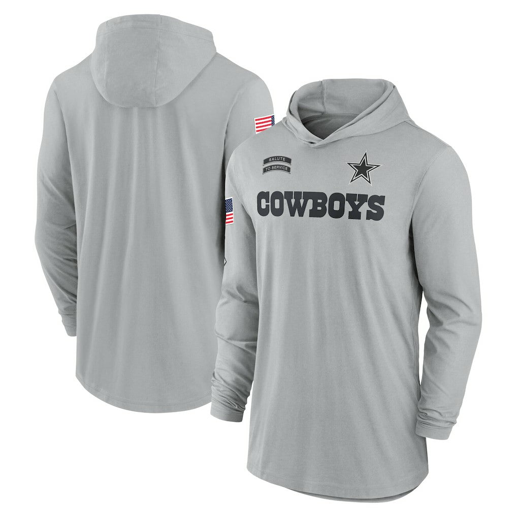Dallas Cowboys 2024 Salute to Service Lightweight Dri-FIT Long Sleeve Hoodie T-Shirt - Gray | Nike online