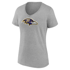 Lamar Jackson Baltimore Ravens Women's Icon Player Name & Number V-Neck T-Shirt - Gray on sale