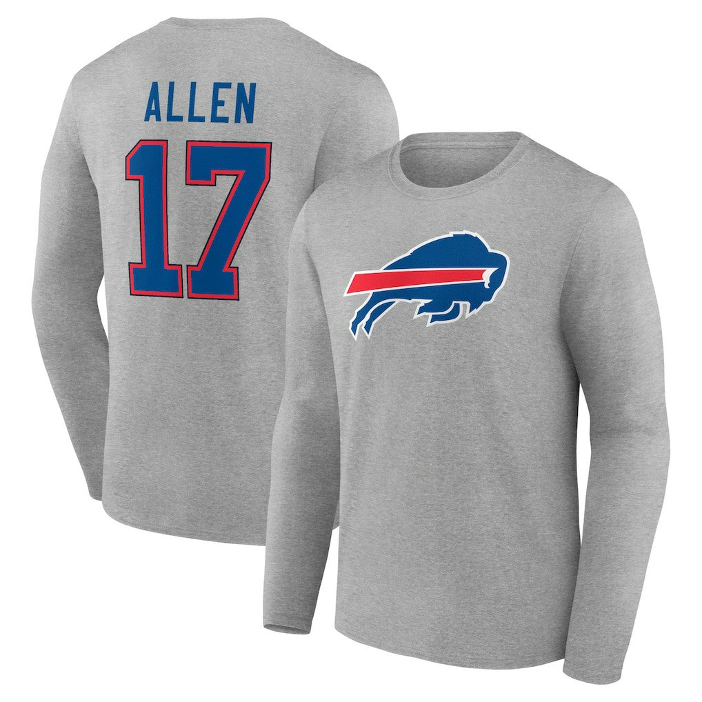 Josh Allen Buffalo Bills Icon Player Name & Number Long Sleeve T-Shirt - Gray online