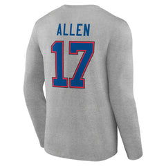 Josh Allen Buffalo Bills Icon Player Name & Number Long Sleeve T-Shirt - Gray online