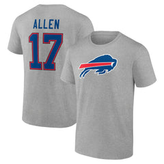 Josh Allen Buffalo Bills Icon Player Name & Number T-Shirt - Gray cheap
