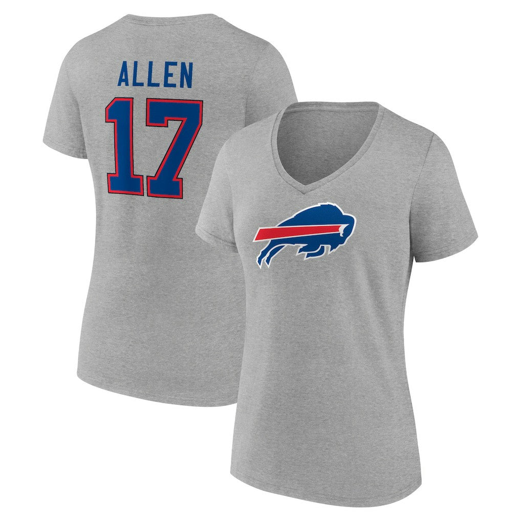 Josh Allen Buffalo Bills Women's Icon Player Name & Number V-Neck T-Shirt - Gray online