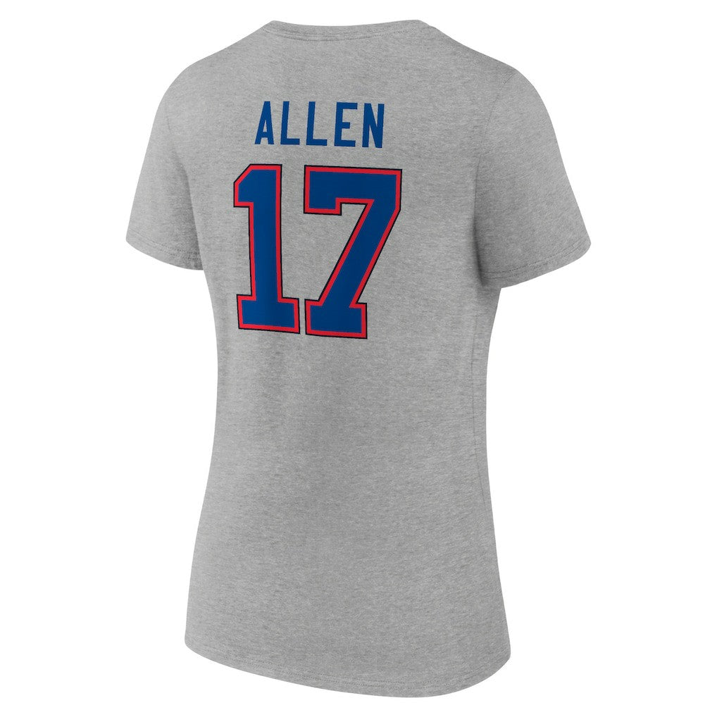 Josh Allen Buffalo Bills Women's Icon Player Name & Number V-Neck T-Shirt - Gray online